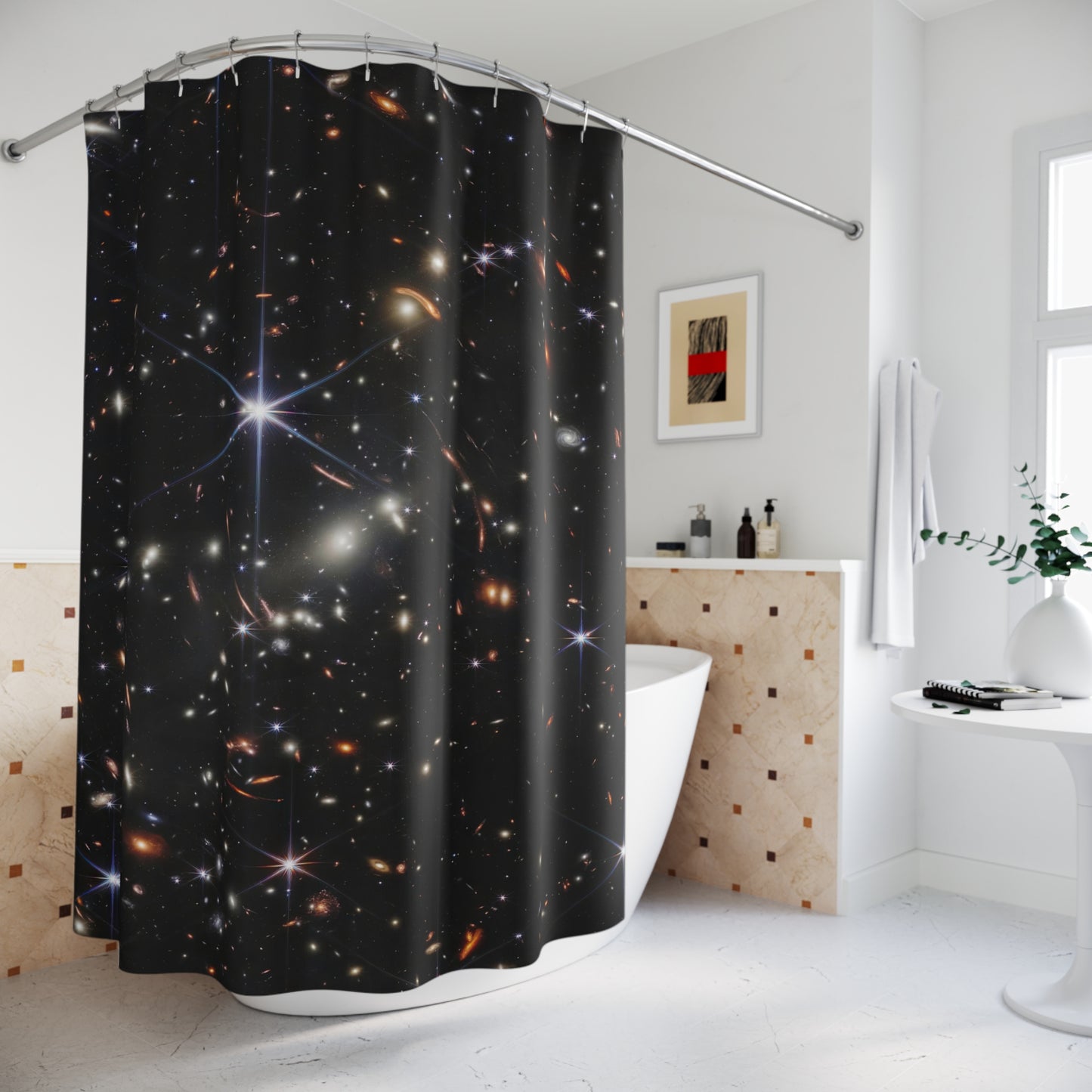 James Webb Deep Field Shower Curtains ~ NASA JWST Space Telescope Real Galaxies Interstellar Astronomy Astrophysics Space Decor Cosmic Light