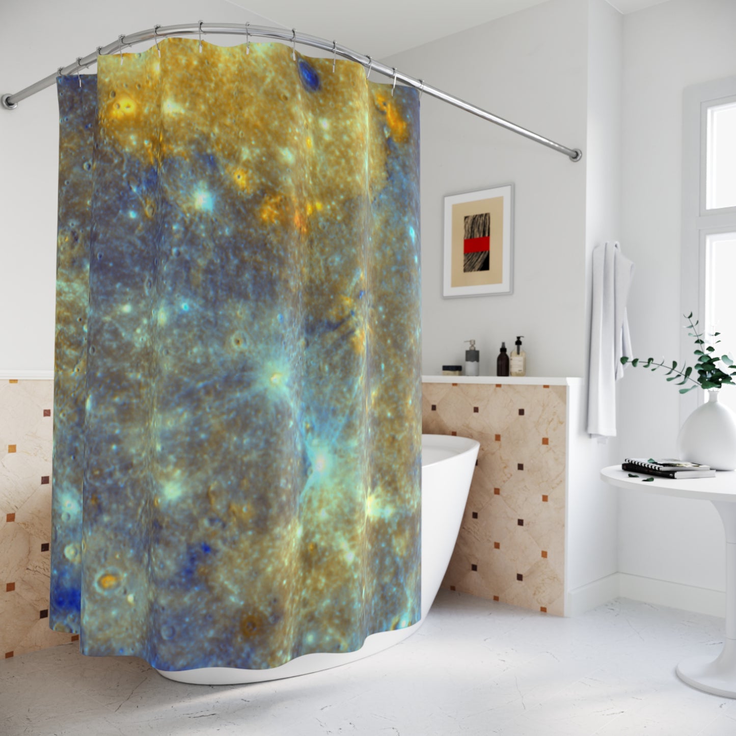 Mercury Surface Shower Curtains ~ Planets and Chill Astronomy Astrophysics Space Decor Regolith Science NASA Messenger Spacecraft