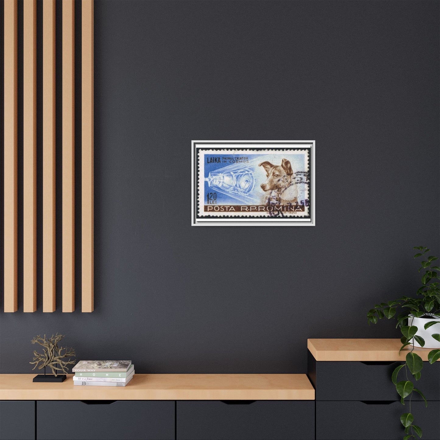 Laika Postcard Stamp Frame: A Tribute to the First Space Pioneer!