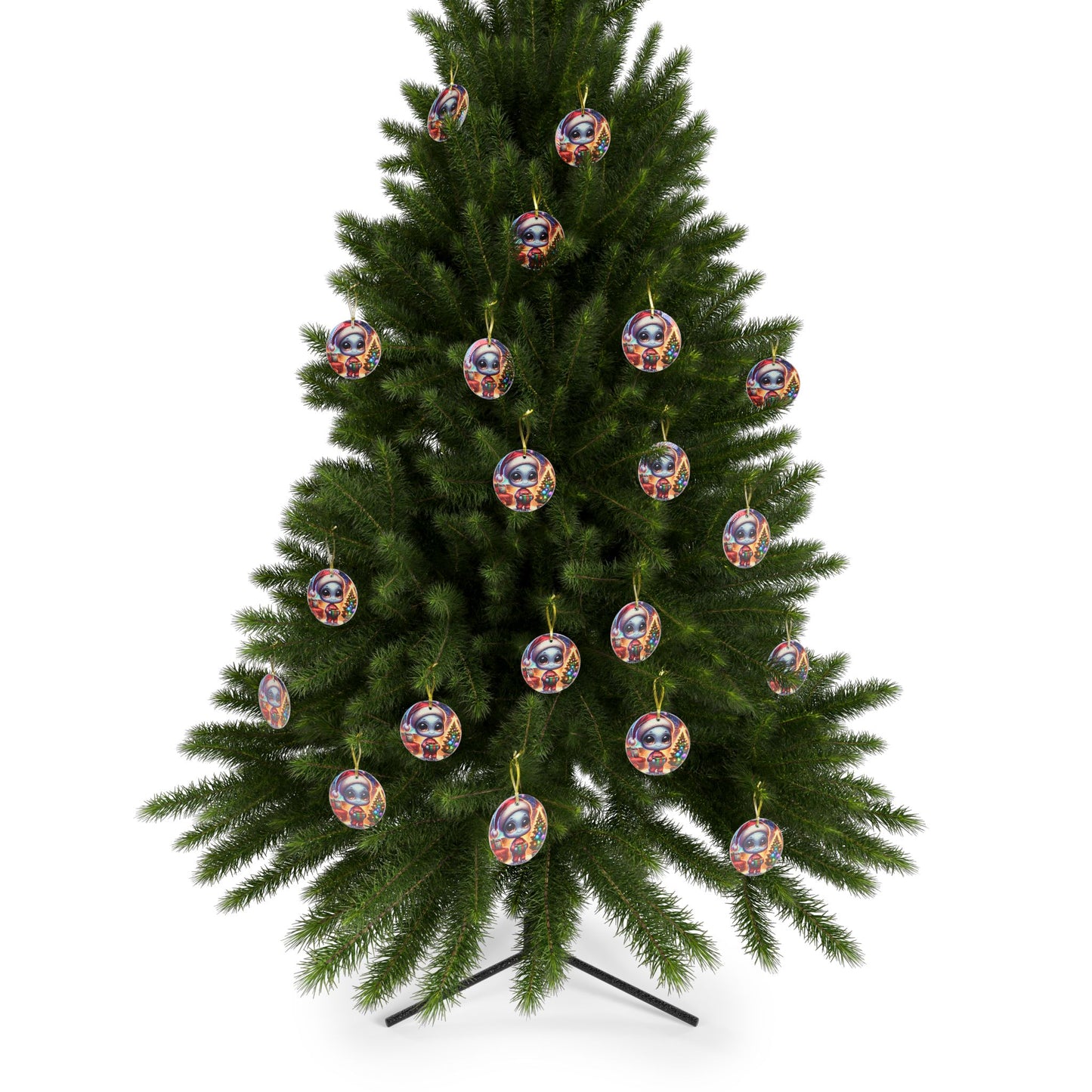 Cute Grey Alien Glass Ornament ~ Holiday Christmas UFOs Paranormal Unexplained Extraterrestrials UAP Disclosure Phenomenon Space Phenomenon