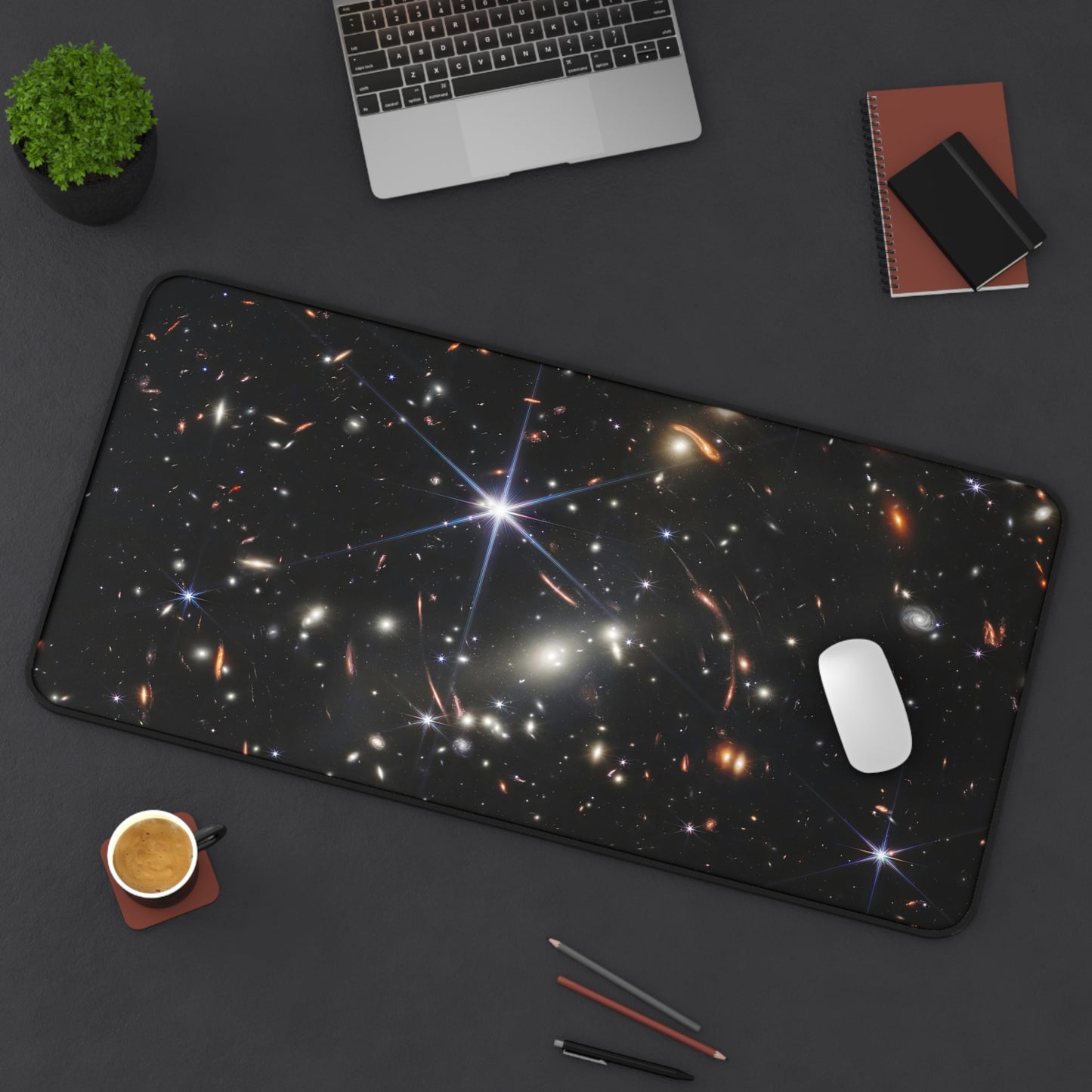 James Webb Deep Field Galaxy Desk Mat