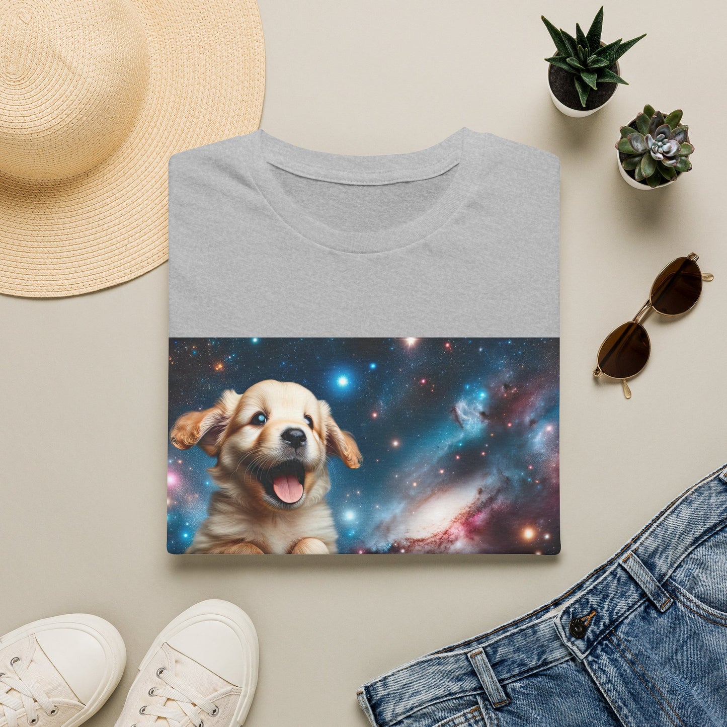 Space Puppy ~ Unisex Softstyle T-Shirt, Cosmic Doggo, Flying Pupper, Good Boi Achieves Escape Velocity
