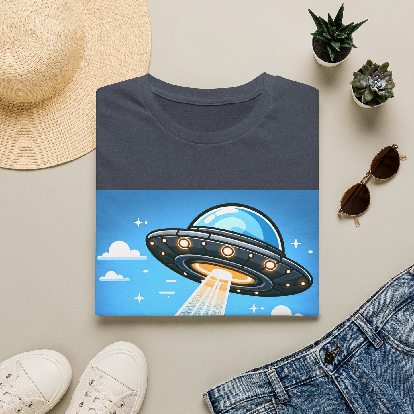 UFO Bear Abduction, Unisex Softstyle T-Shirt