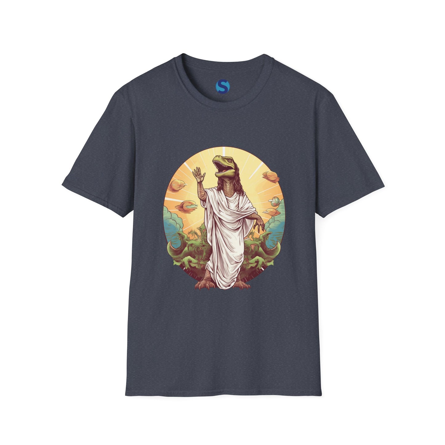 Dinosaur Jesus ~ Unisex Softstyle T-Shirt, Dinos, Jesus, UFOs