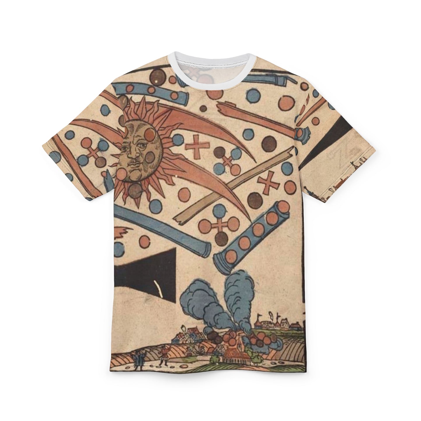 Nuremberg Celestial Event UFO Picture Tee ~ Full Print UAP Sighting Famous Middle Ages Dogfight 1561