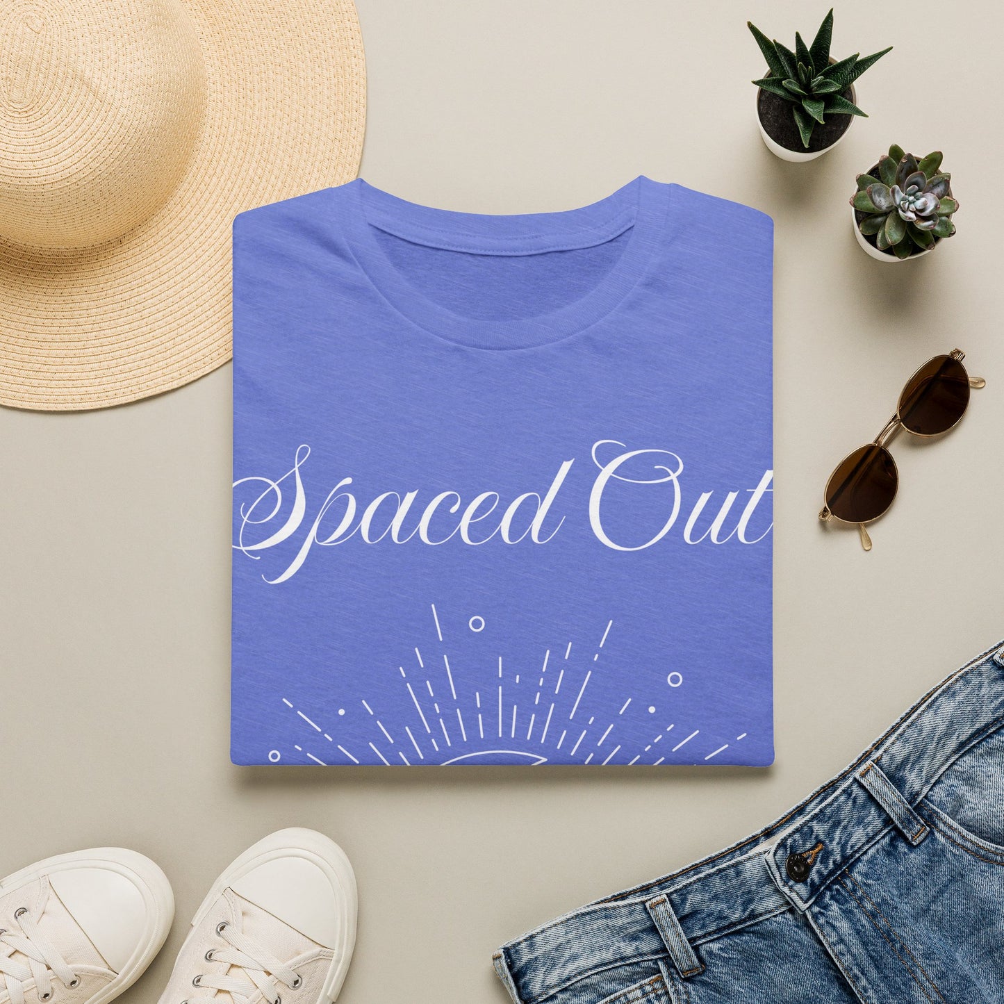 Spaced Out ~ Unisex Softstyle T-Shirt, White Text, Chilling In the Stars, Lounging On the Moon, It's Calm Up Here, Take a Break From Earth