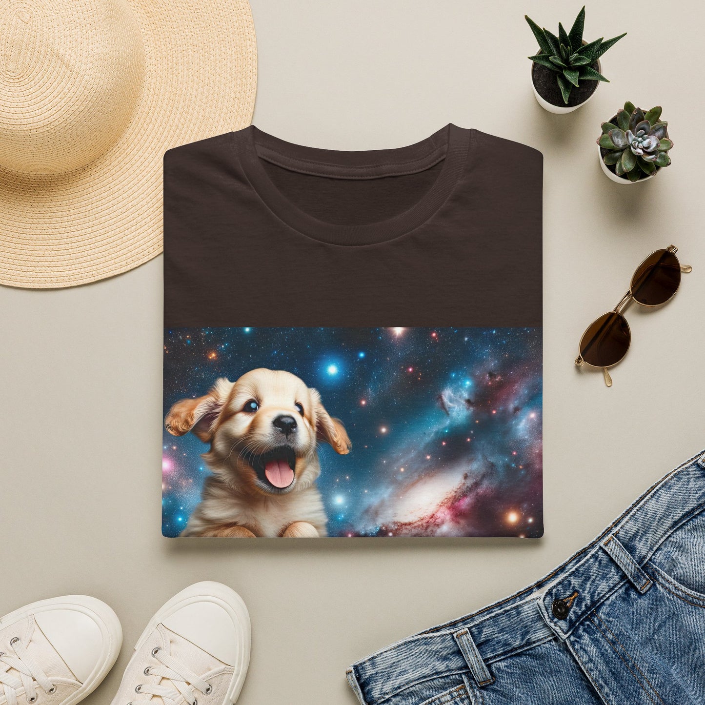 Space Puppy ~ Unisex Softstyle T-Shirt, Cosmic Doggo, Flying Pupper, Good Boi Achieves Escape Velocity