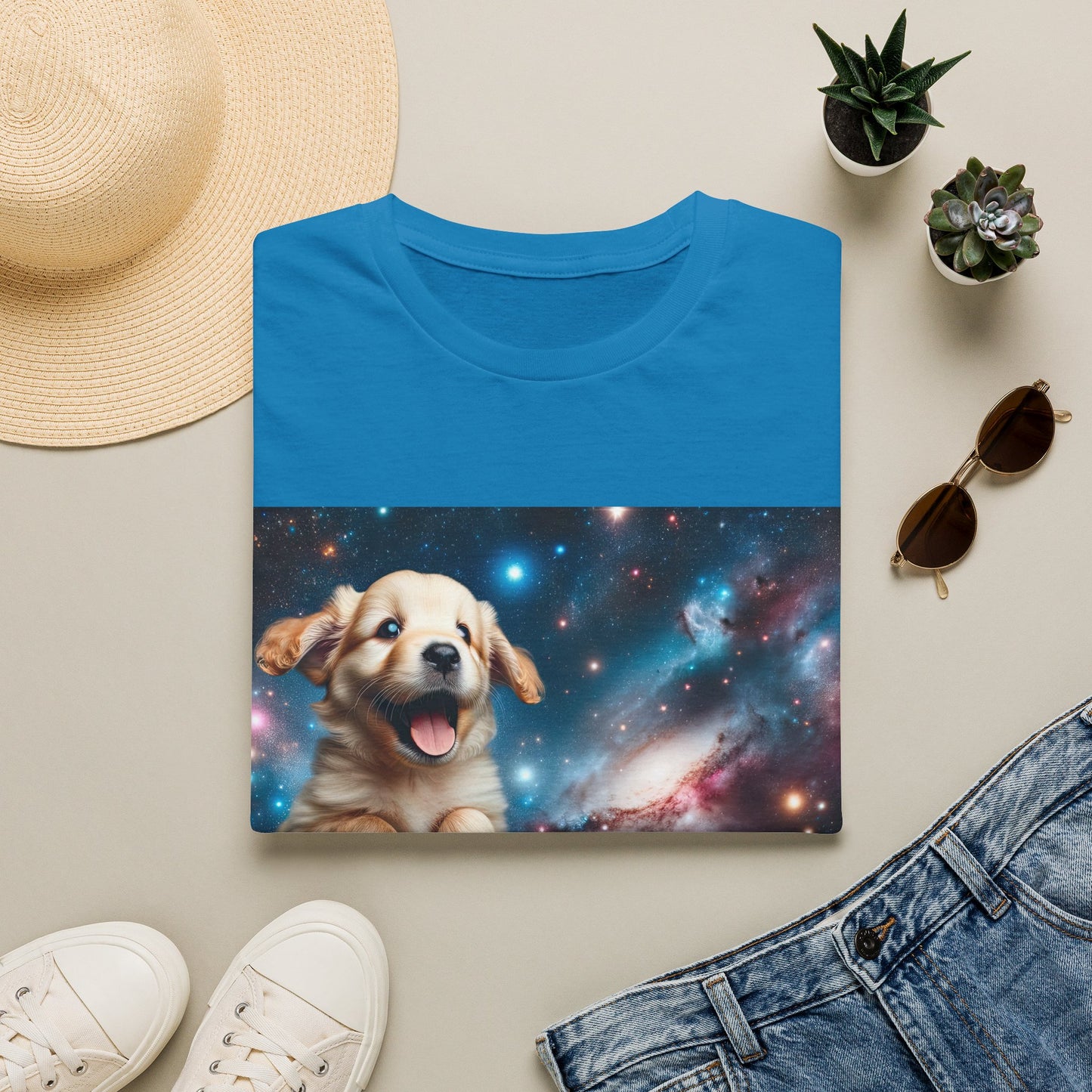 Space Puppy ~ Unisex Softstyle T-Shirt, Cosmic Doggo, Flying Pupper, Good Boi Achieves Escape Velocity