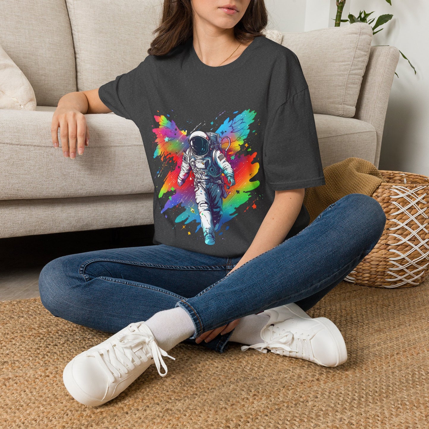 Astronaut Angel T Shirt ~ Cosmic Space Exploration Rainbow Cosmonaut