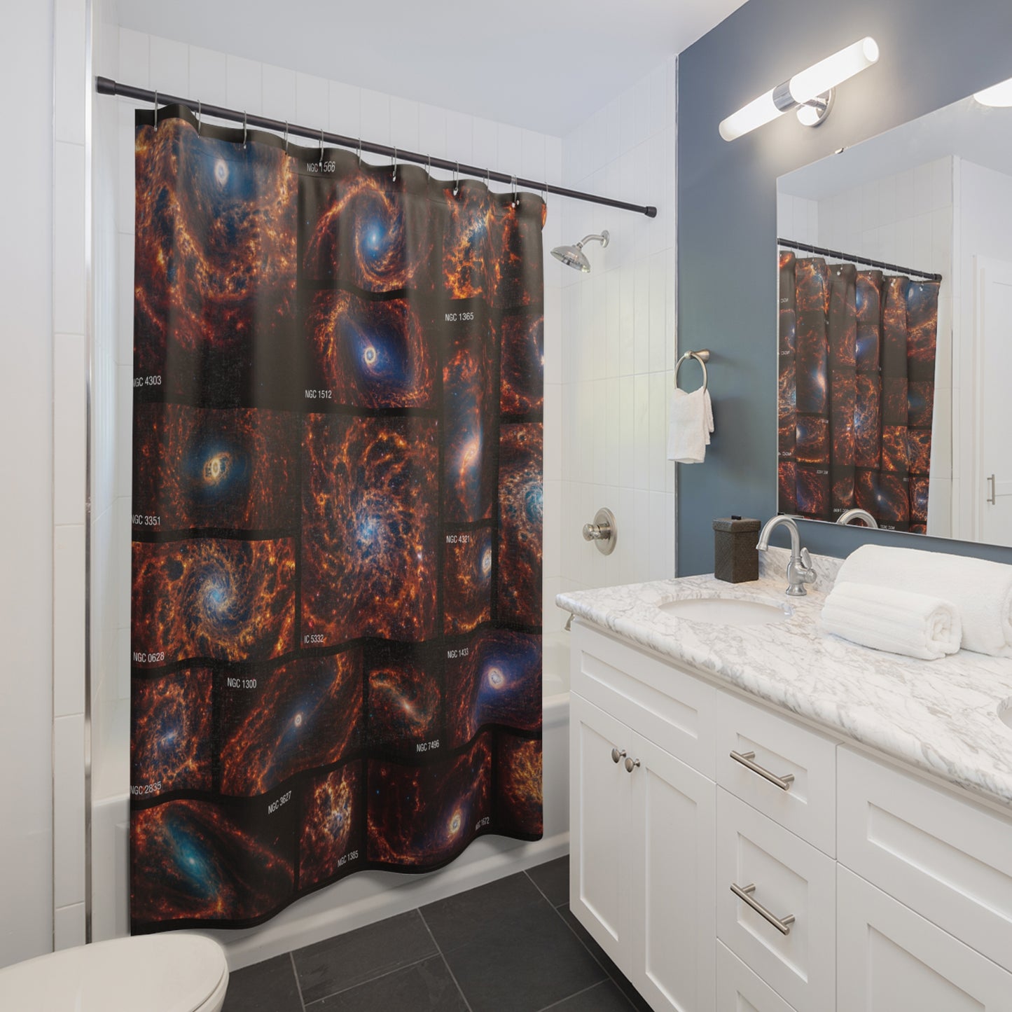 James Webb Galaxy Collection Shower Curtains ~ NASA Astronomy Astrophysics Intergalactic Interstellar Space Decor Science Cosmic Science