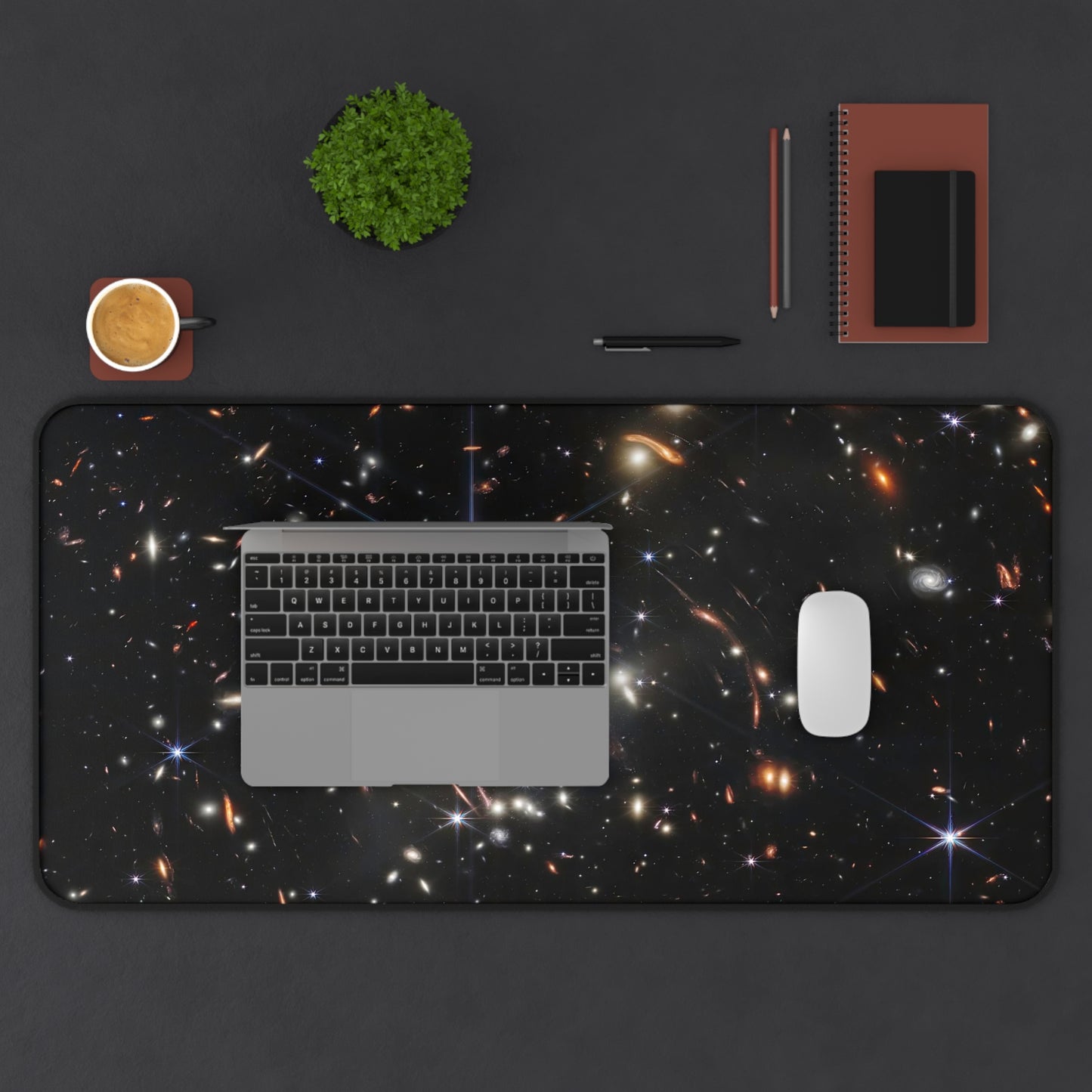 James Webb Deep Field Galaxy Desk Mat