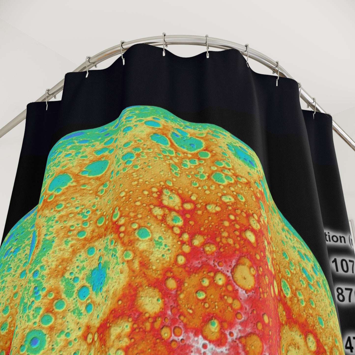 Full Moon Elevation Map Shower Curtains ~ Astronomy Astrophysics Lunar Surface Space Decor Science Cosmic Science NASA Telescope Regolith