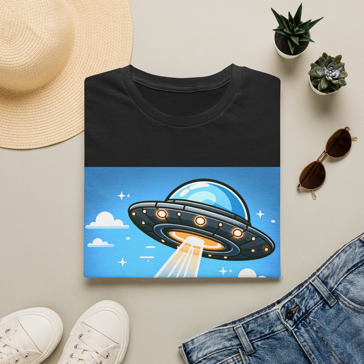 UFO Bear Abduction, Unisex Softstyle T-Shirt
