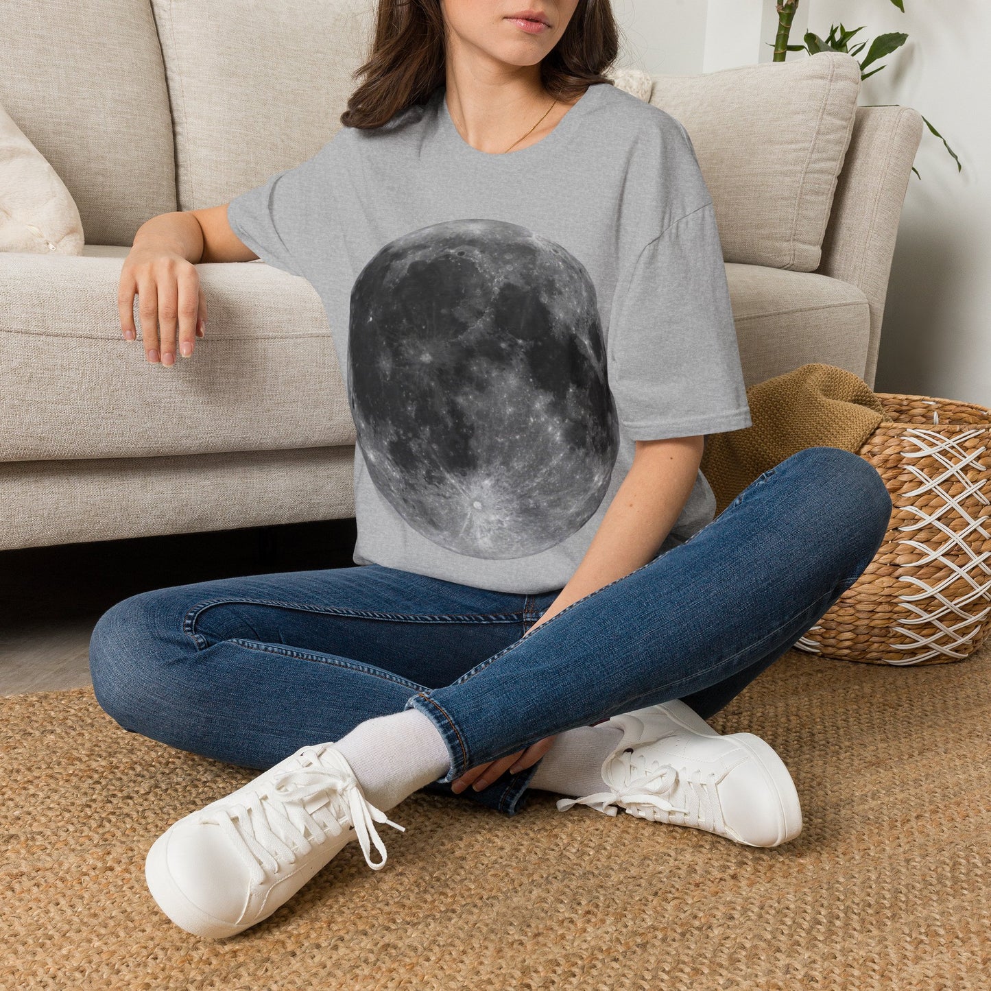 Moon Shirt ~ Astrophysics Science Shirt Space Tee Lunar Surface Full Moon Large