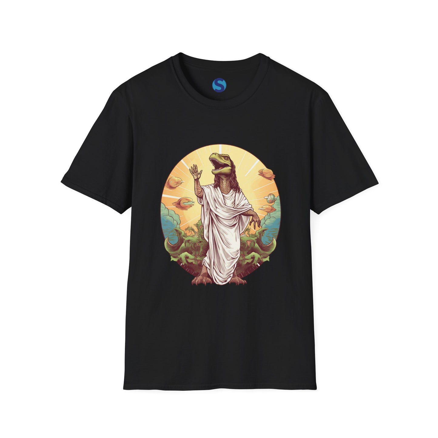 Dinosaur Jesus ~ Unisex Softstyle T-Shirt, Dinos, Jesus, UFOs