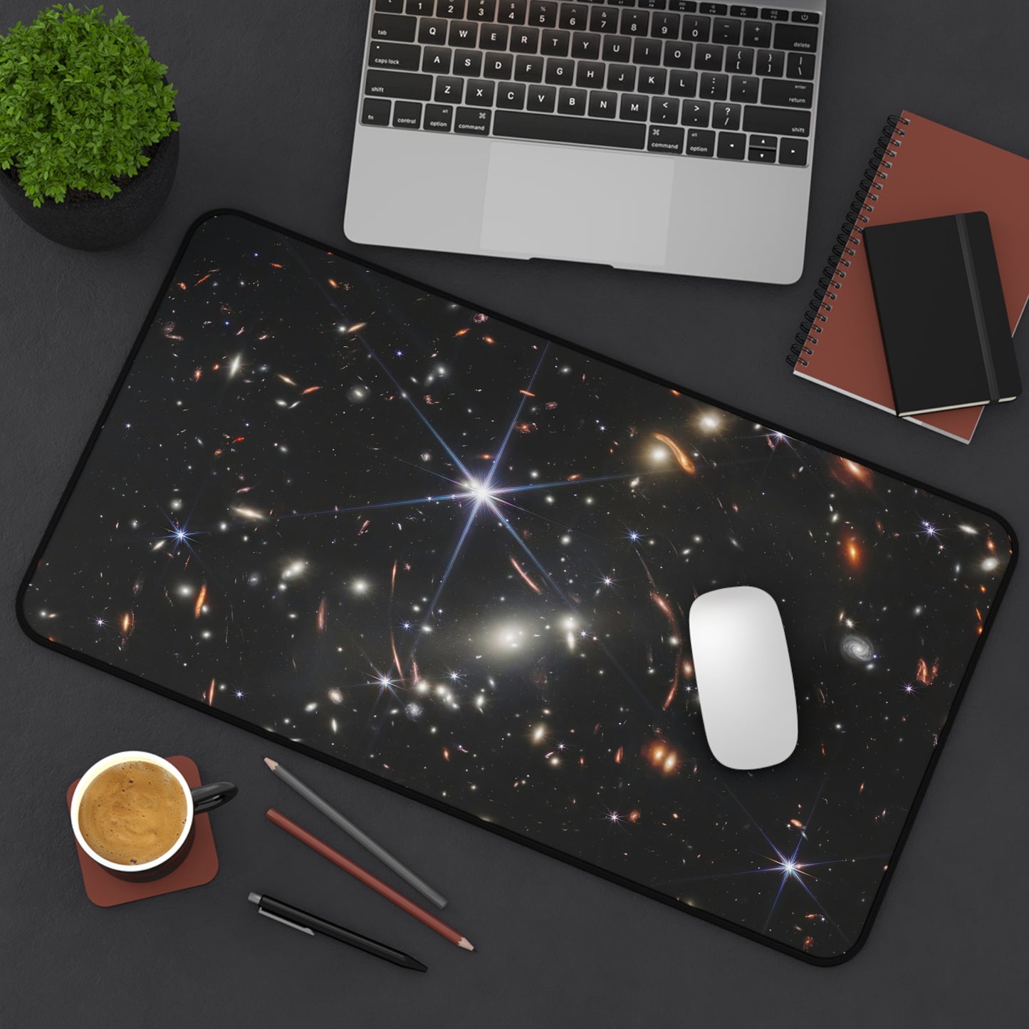 James Webb Deep Field Galaxy Desk Mat
