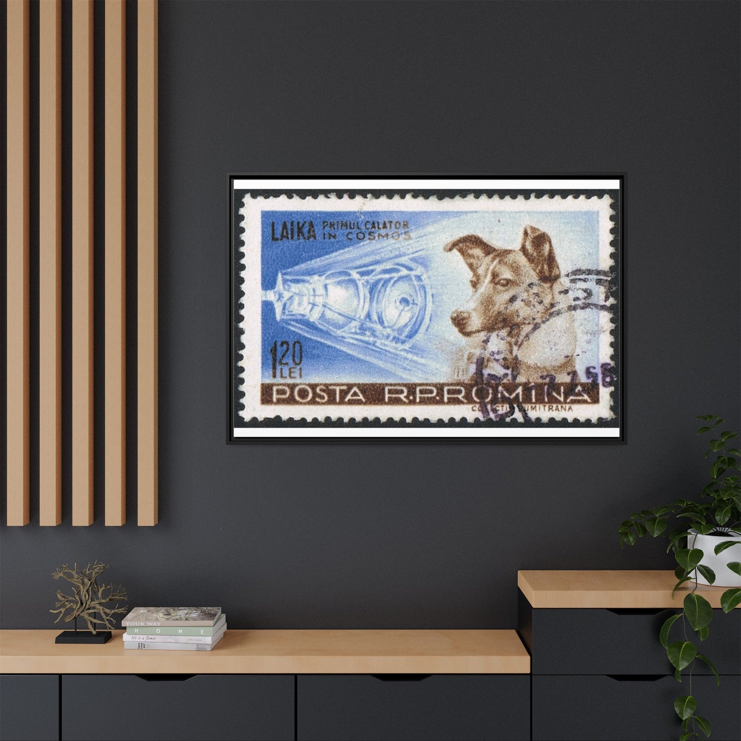 Laika Postcard Stamp Frame: A Tribute to the First Space Pioneer!