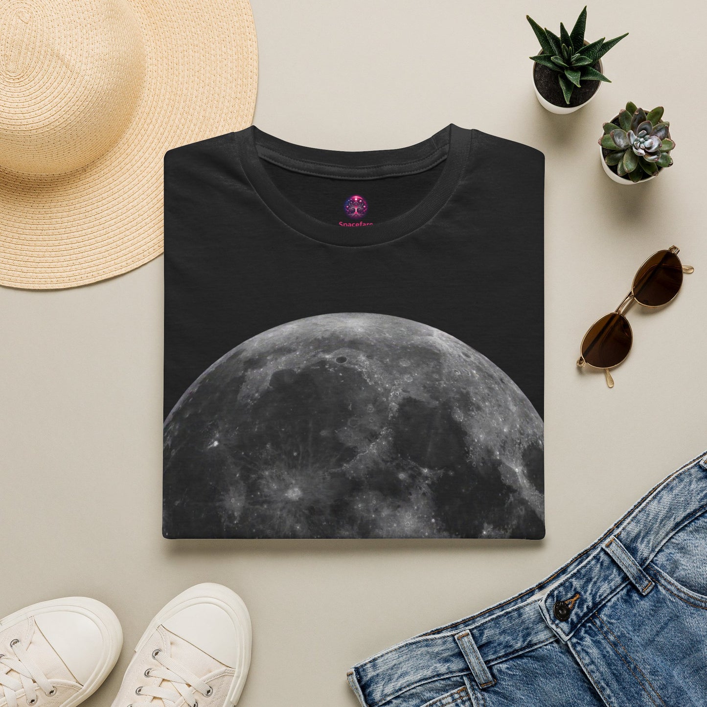 Moon Shirt ~ Astrophysics Science Shirt Space Tee Lunar Surface Full Moon Large