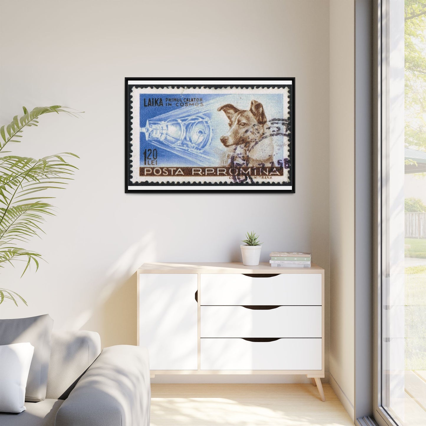 Laika Postcard Stamp Frame: A Tribute to the First Space Pioneer!