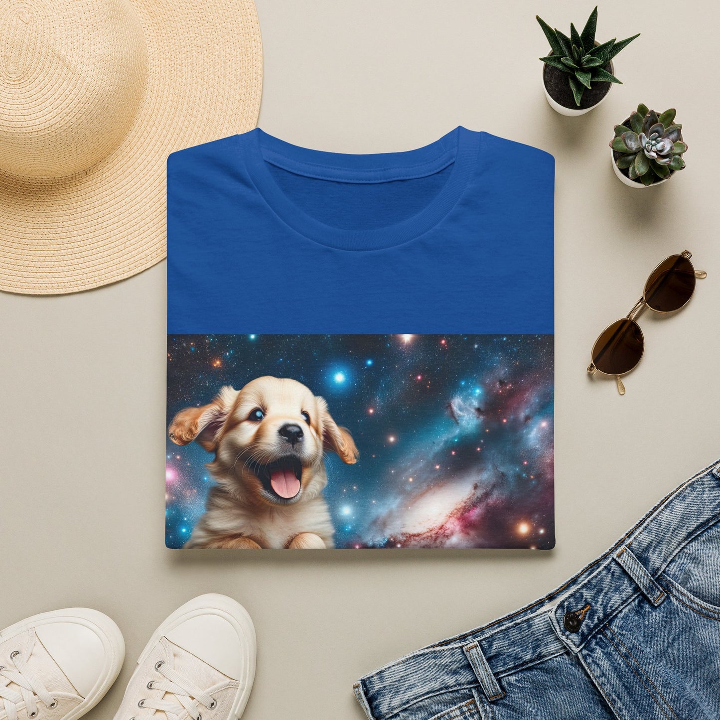 Space Puppy ~ Unisex Softstyle T-Shirt, Cosmic Doggo, Flying Pupper, Good Boi Achieves Escape Velocity