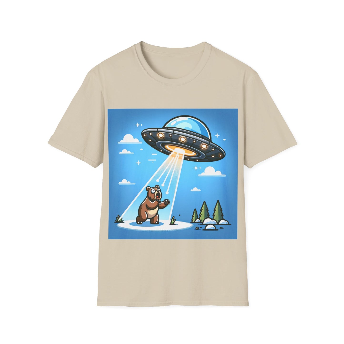 UFO Bear Abduction, Unisex Softstyle T-Shirt