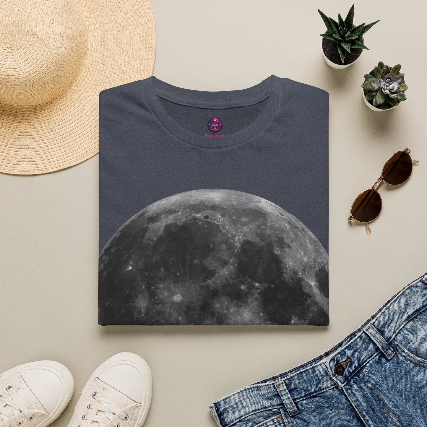 Moon Shirt ~ Astrophysics Science Shirt Space Tee Lunar Surface Full Moon Large