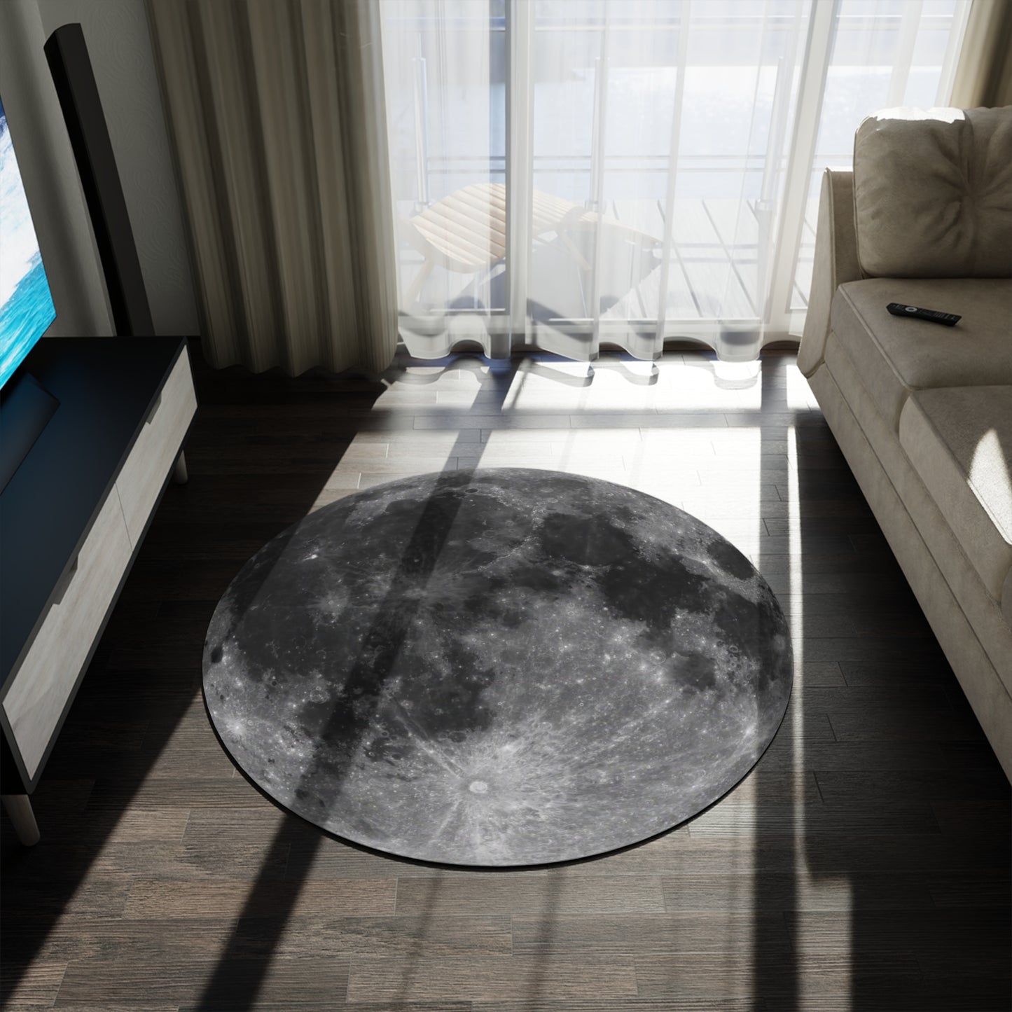 Round Moon Rug ~ Lunar Surface Space Travel Exploration Terraforming Rocks Craters Seas Circular Floor Cover Science Astronomy Class Teacher