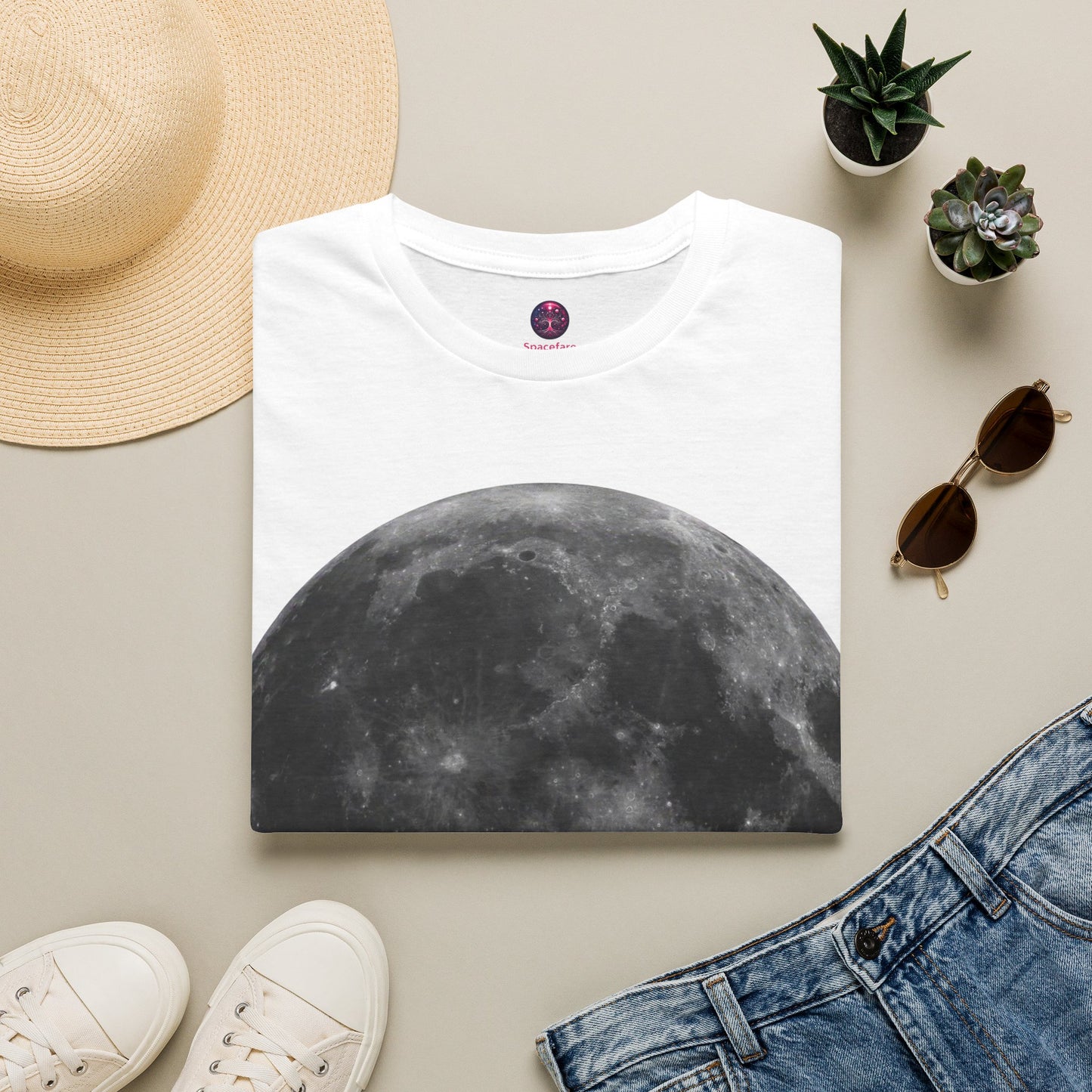 Moon Shirt ~ Astrophysics Science Shirt Space Tee Lunar Surface Full Moon Large