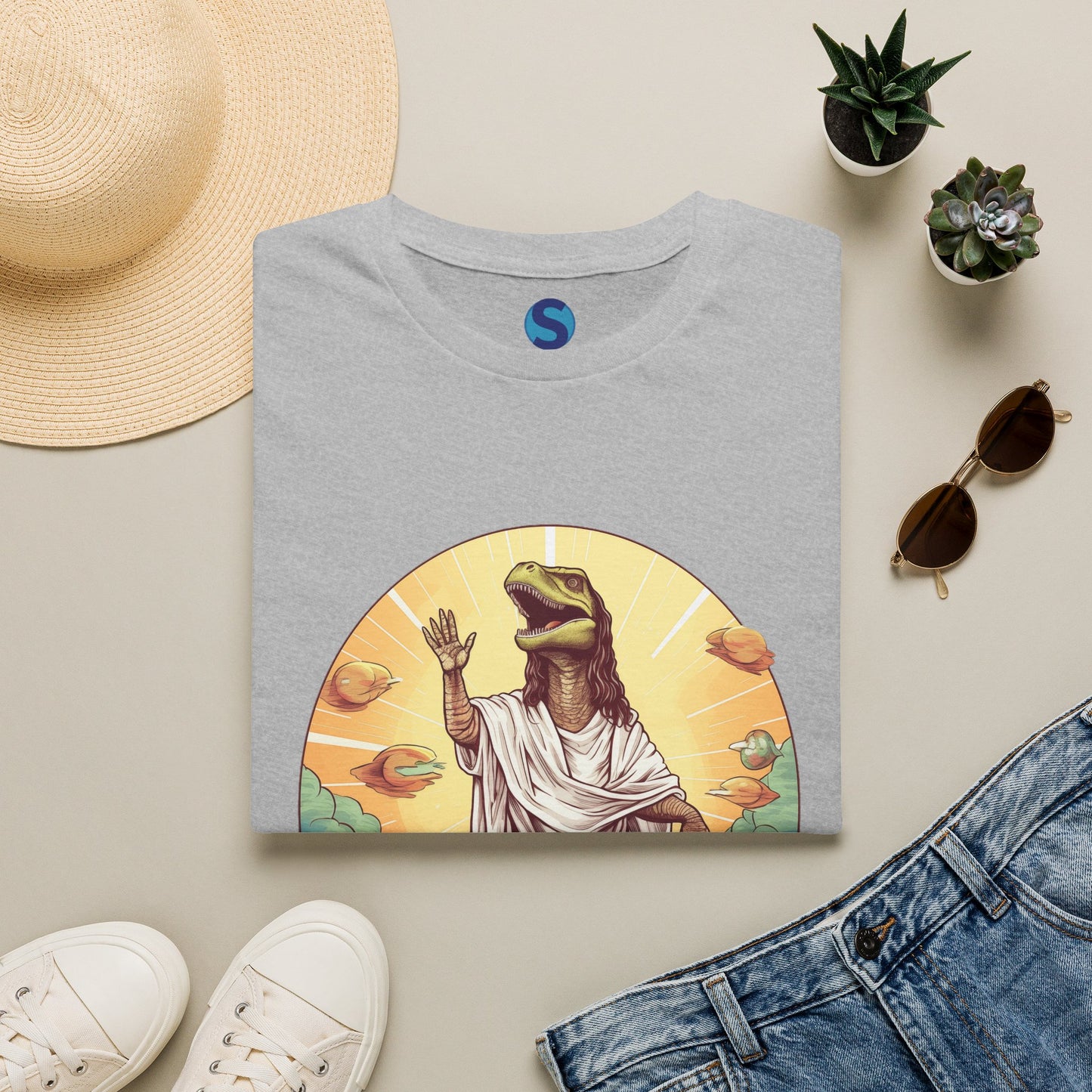 Dinosaur Jesus ~ Unisex Softstyle T-Shirt, Dinos, Jesus, UFOs