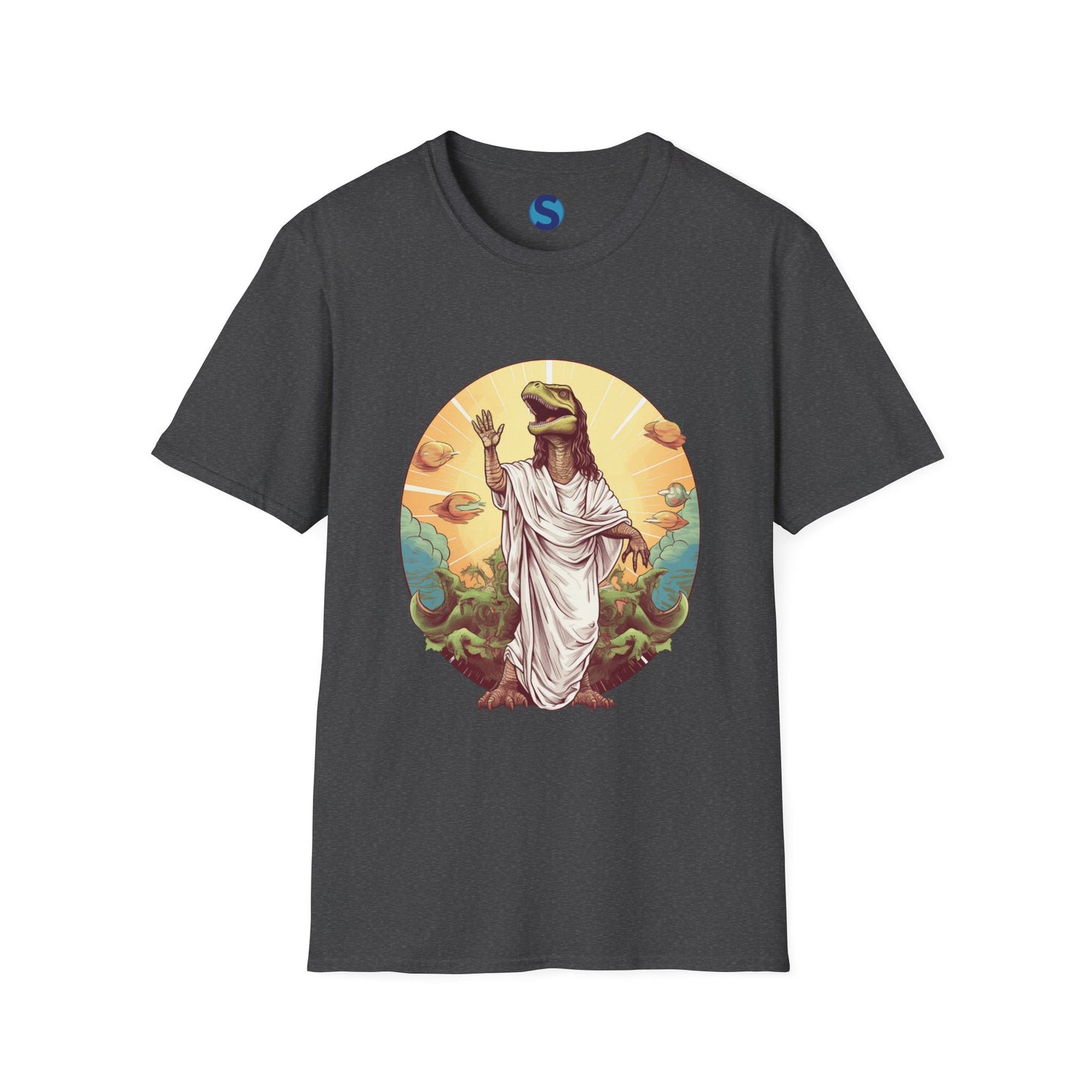 Dinosaur Jesus ~ Unisex Softstyle T-Shirt, Dinos, Jesus, UFOs