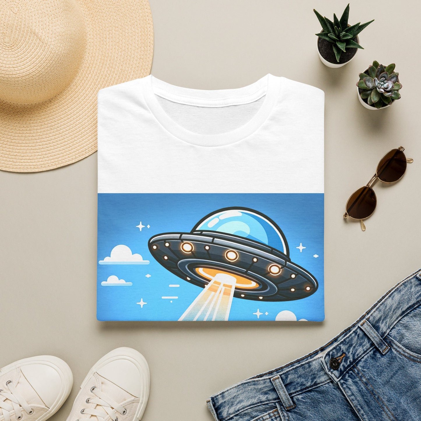 UFO Bear Abduction, Unisex Softstyle T-Shirt