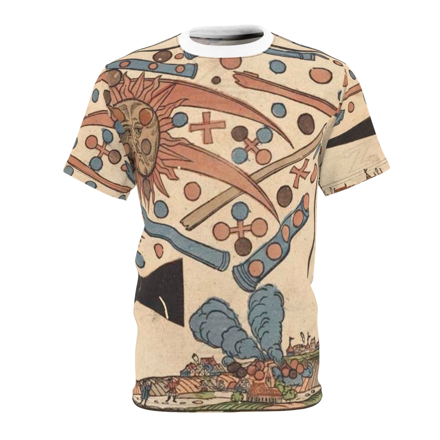 Nuremberg Celestial Event UFO Picture Tee ~ Full Print UAP Sighting Famous Middle Ages Dogfight 1561