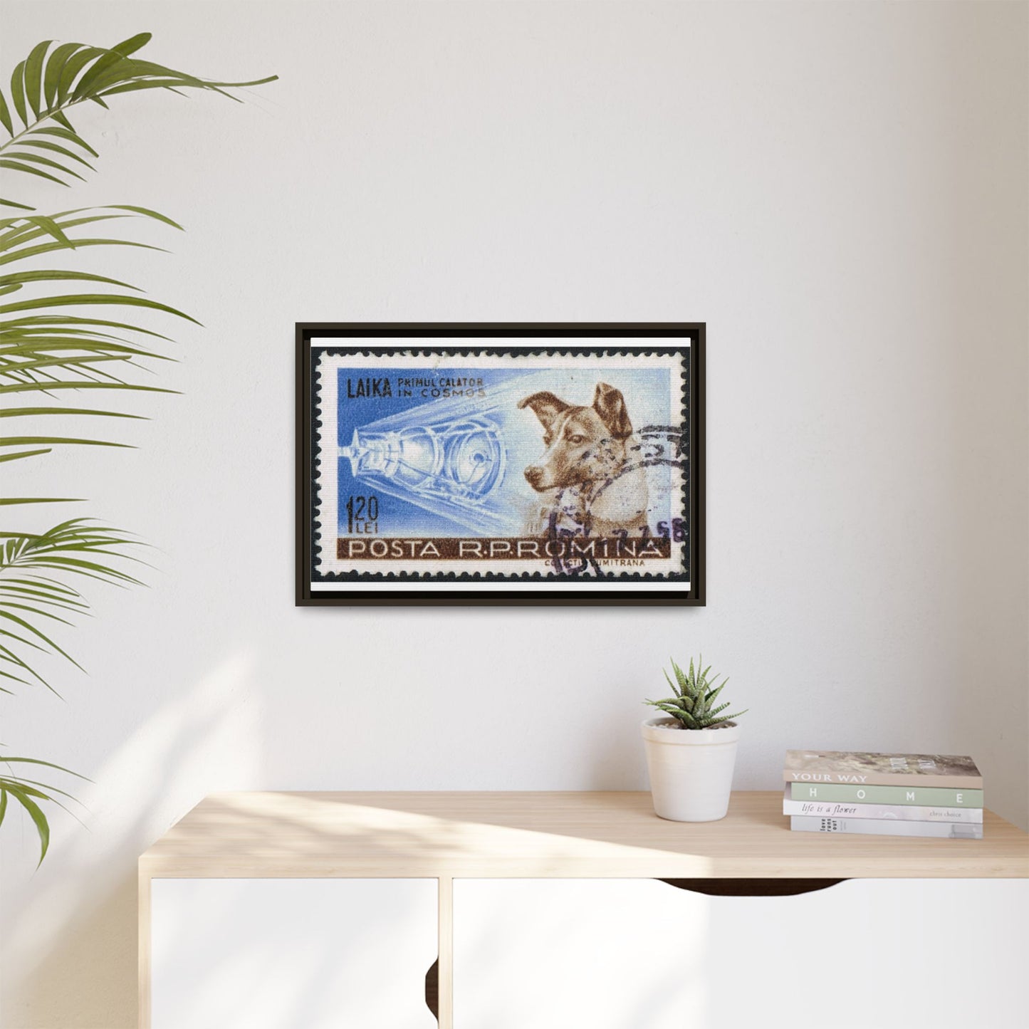 Laika Postcard Stamp Frame: A Tribute to the First Space Pioneer!