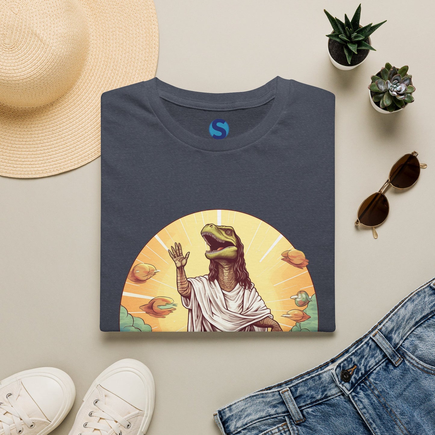Dinosaur Jesus ~ Unisex Softstyle T-Shirt, Dinos, Jesus, UFOs