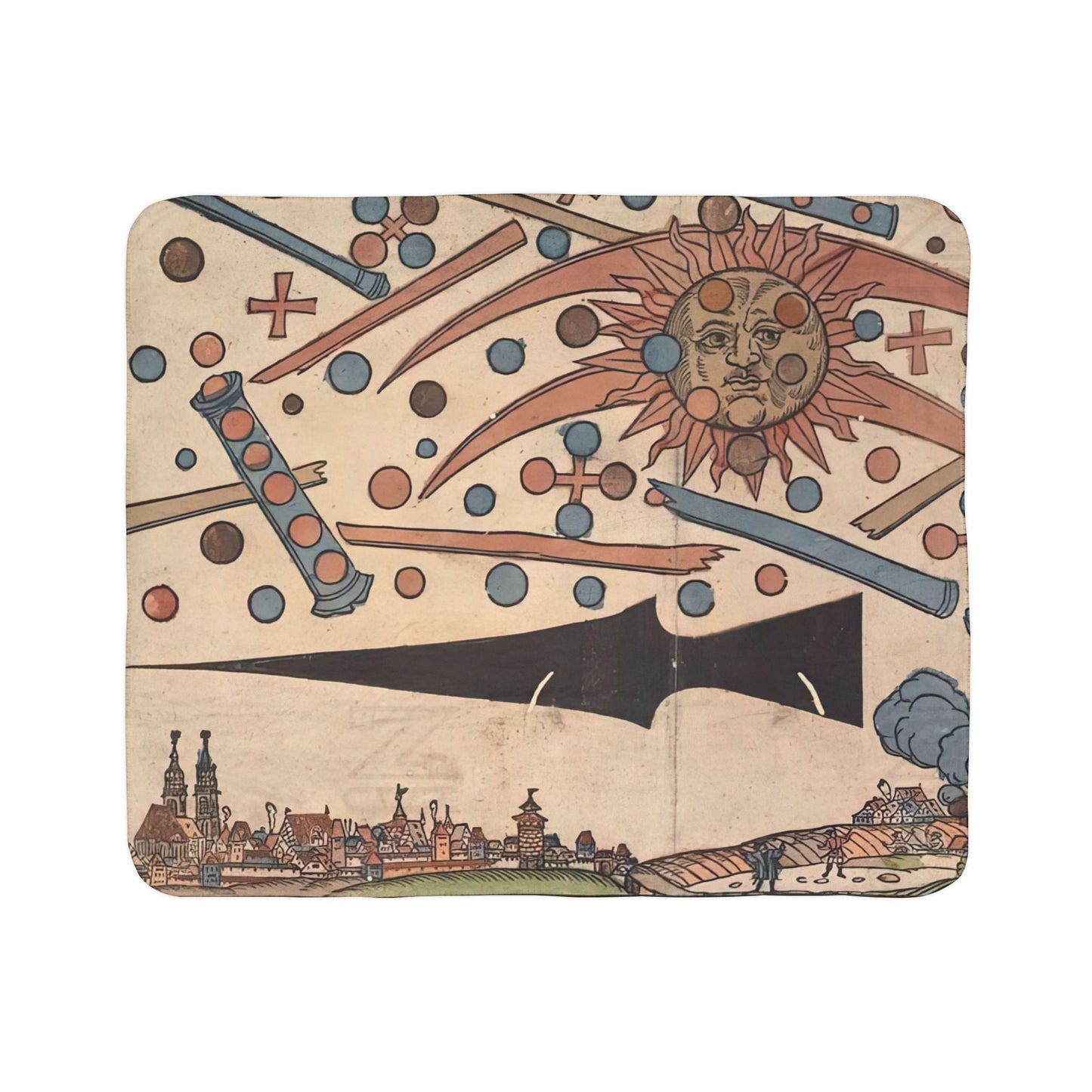 Ancient UFO Battle Blanket ~ 1561 Nuremberg Celestial Event Middle Ages Fleece Sherpa