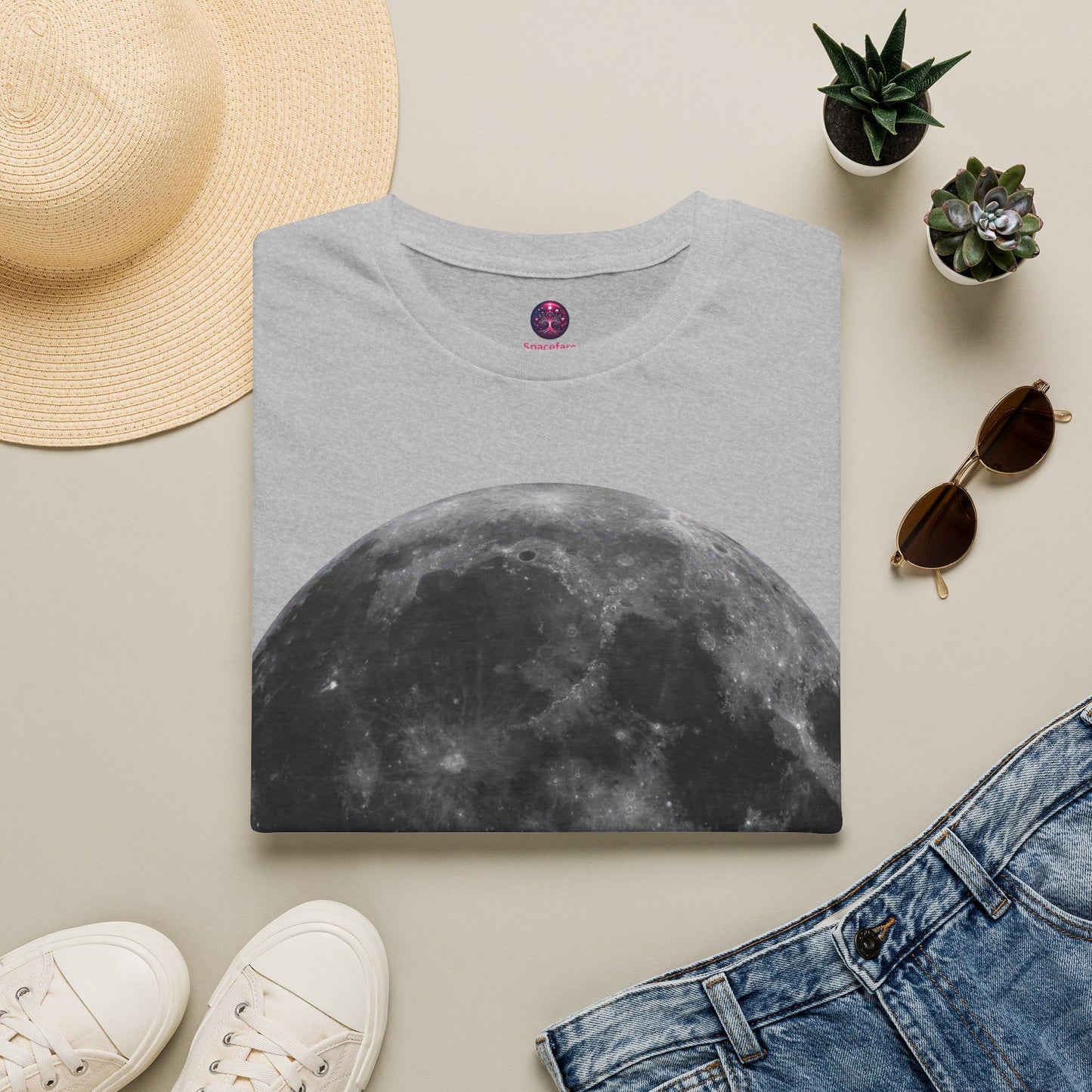 Moon Shirt ~ Astrophysics Science Shirt Space Tee Lunar Surface Full Moon Large