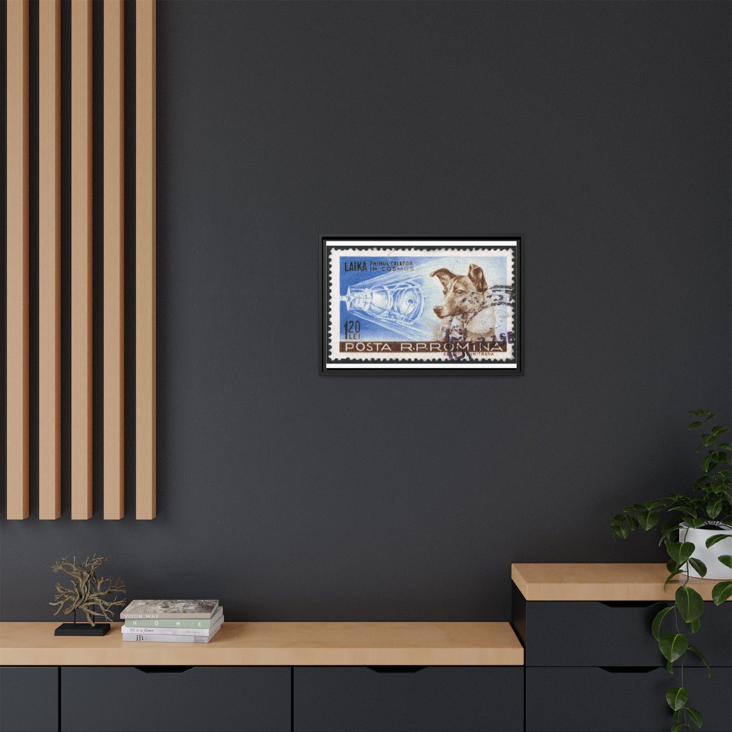 Laika Postcard Stamp Frame: A Tribute to the First Space Pioneer!
