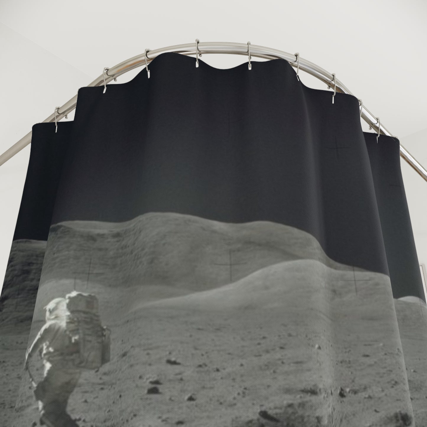 Moon Walking Shower Curtains ~ Lunar Landing Mission Apollo 17 NASA Astronomy Astrophysics Regolith Space Decor Science Cosmic Planets Chill
