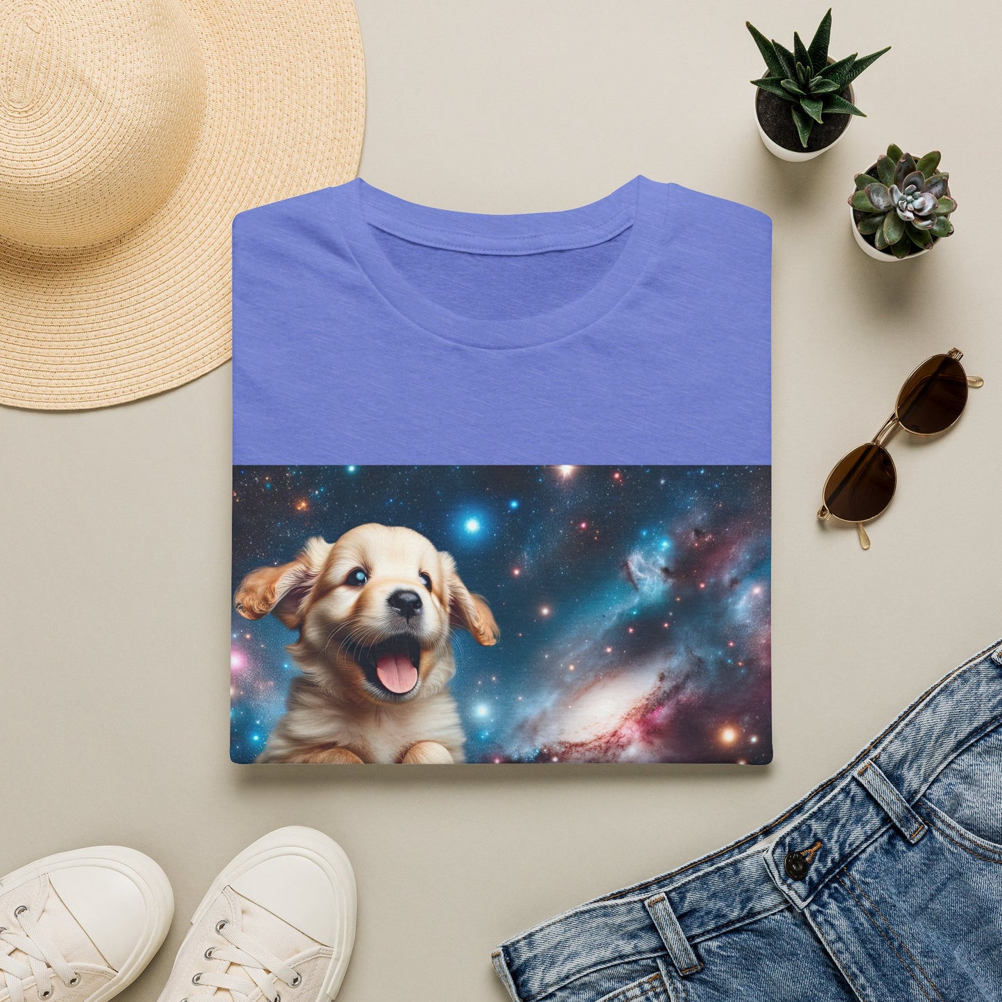 Space Puppy ~ Unisex Softstyle T-Shirt, Cosmic Doggo, Flying Pupper, Good Boi Achieves Escape Velocity