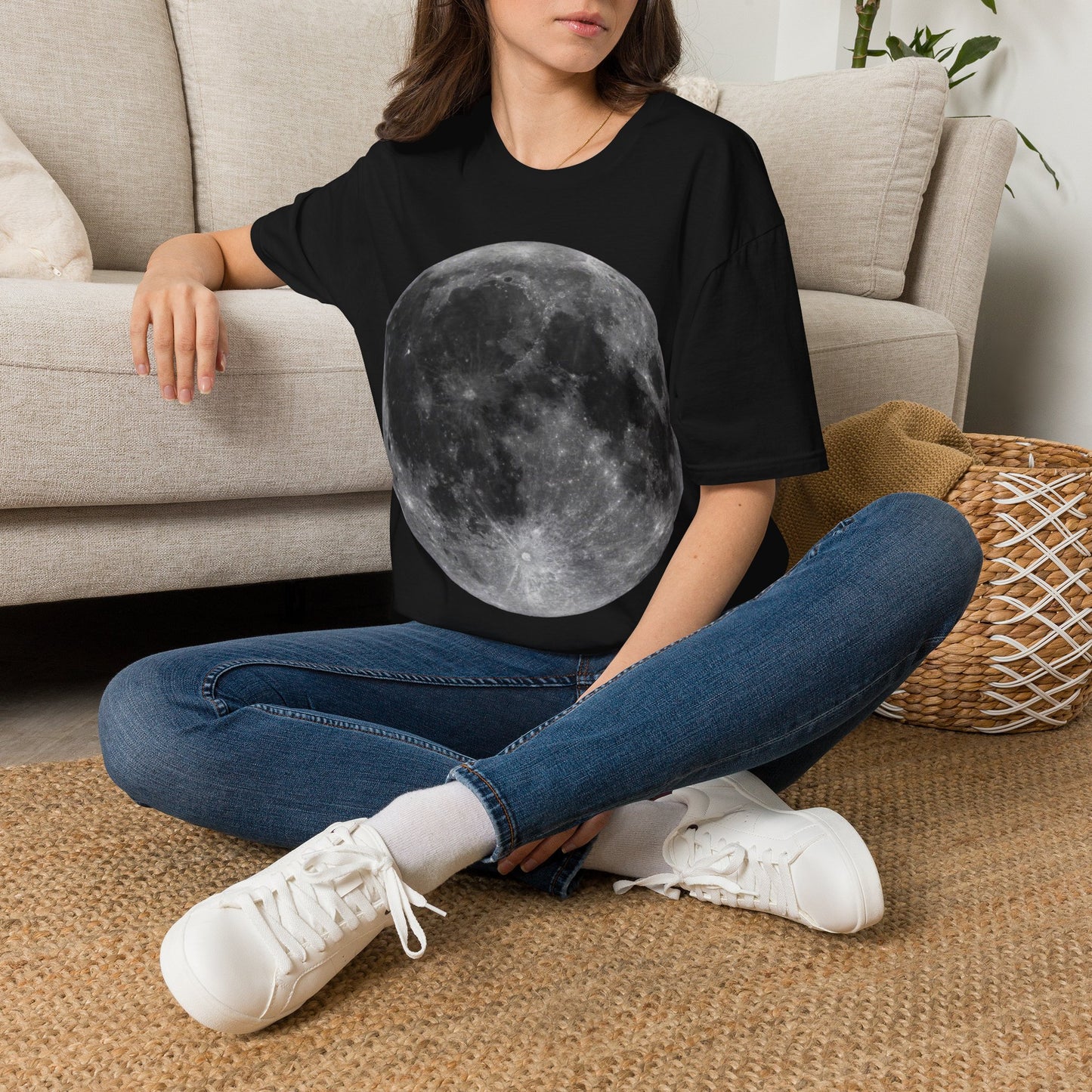 Moon Shirt ~ Astrophysics Science Shirt Space Tee Lunar Surface Full Moon Large