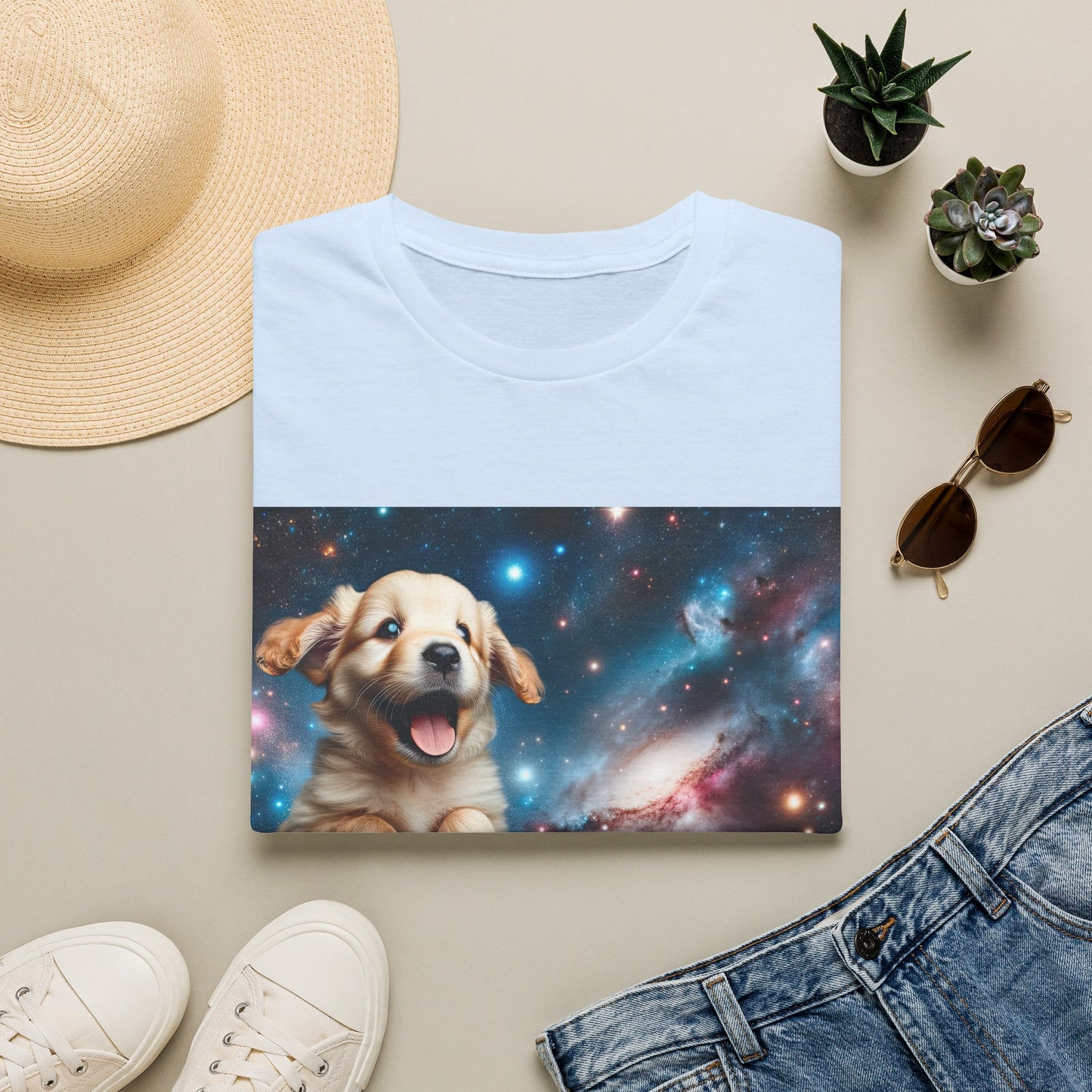 Space Puppy ~ Unisex Softstyle T-Shirt, Cosmic Doggo, Flying Pupper, Good Boi Achieves Escape Velocity