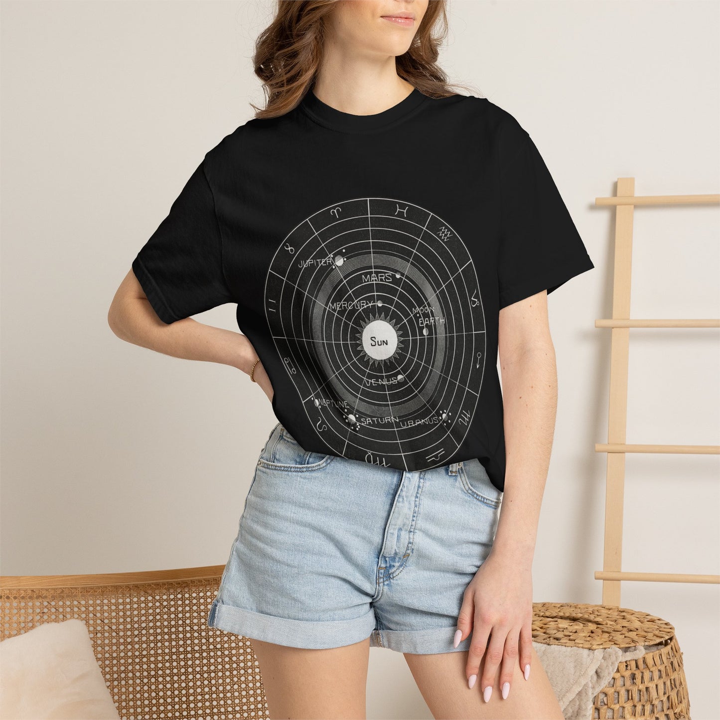 Astronomy Astrology Solar System Chart T Shirt ~ Antique Astrophysics Print Science Teacher Gift Universe Galaxy Interstellar Planets Chill