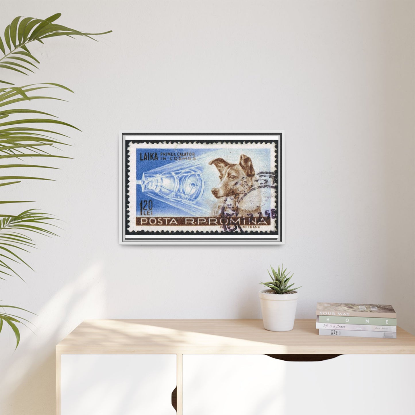 Laika Postcard Stamp Frame: A Tribute to the First Space Pioneer!