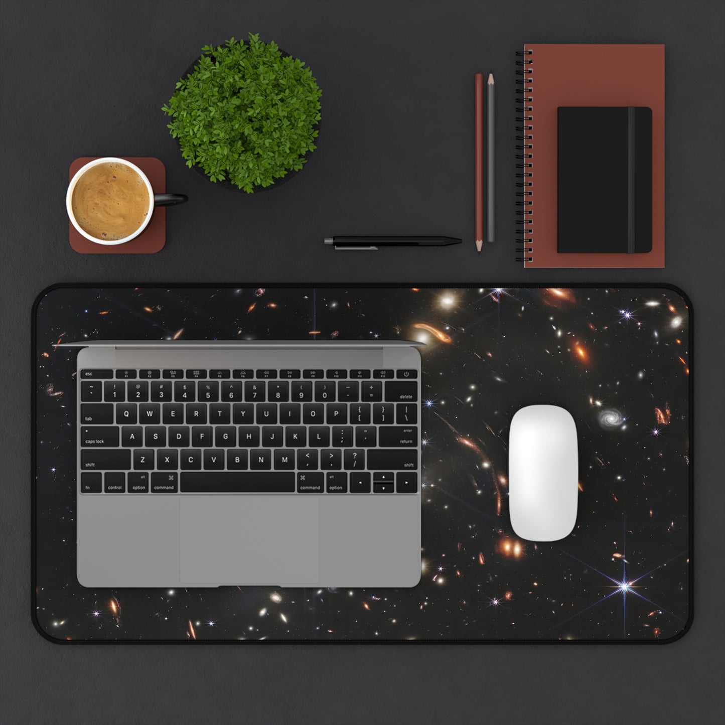 James Webb Deep Field Galaxy Desk Mat