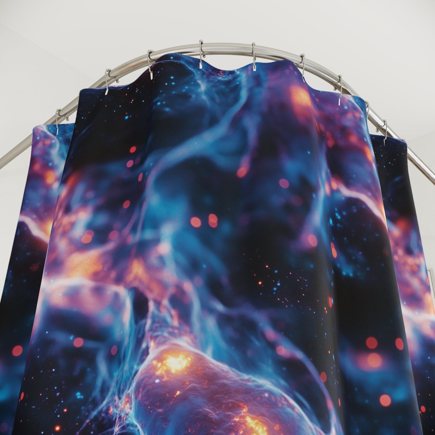 Intergalactic Nebula Shower Curtain - Cosmic Space Art Decor, Sci-Fi Galaxy Bathroom, Celestial Starry Night Universe, Futuristic Home Gift