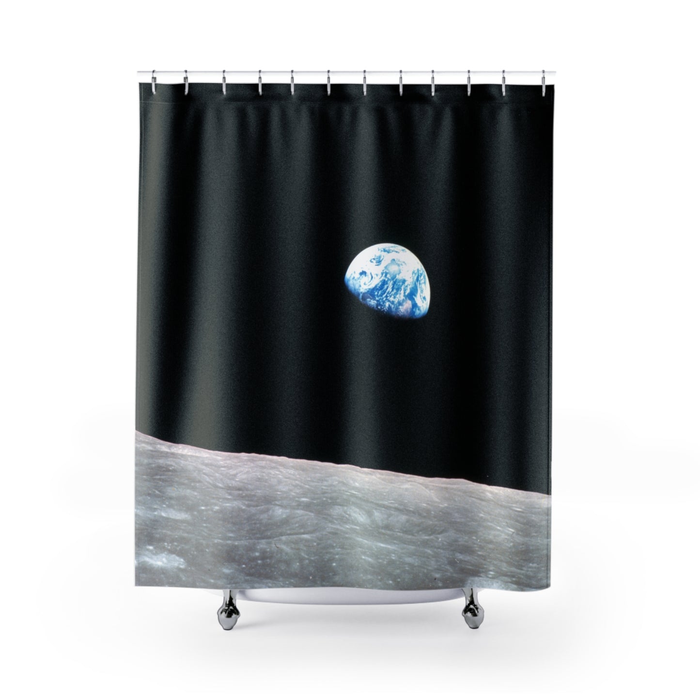 Earthrise Shower Curtains ~ Blue Marble Earth From the Moon Astronomy Astrophysics Lunar Surface Space Decor Science Cosmic Science NASA