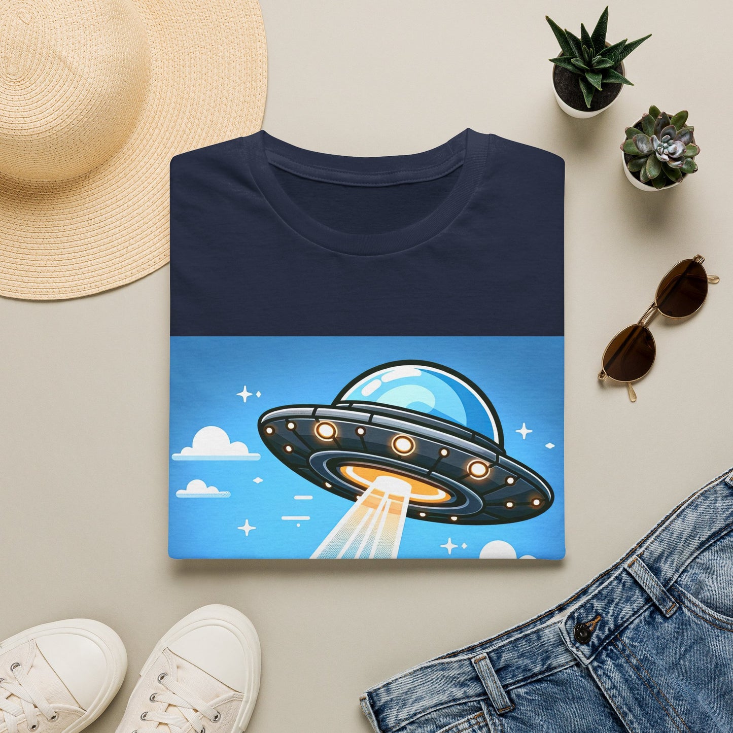UFO Bear Abduction, Unisex Softstyle T-Shirt