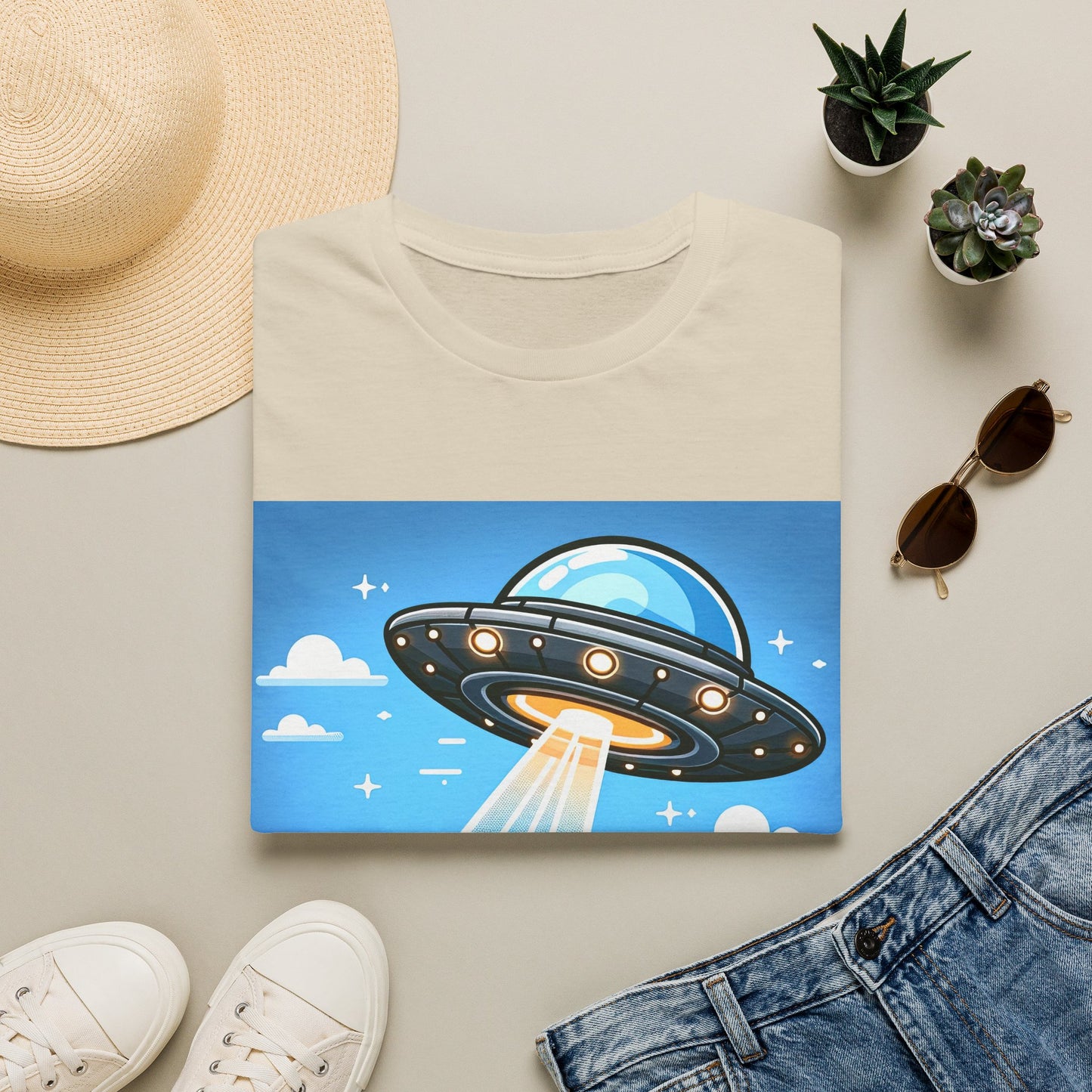 UFO Bear Abduction, Unisex Softstyle T-Shirt