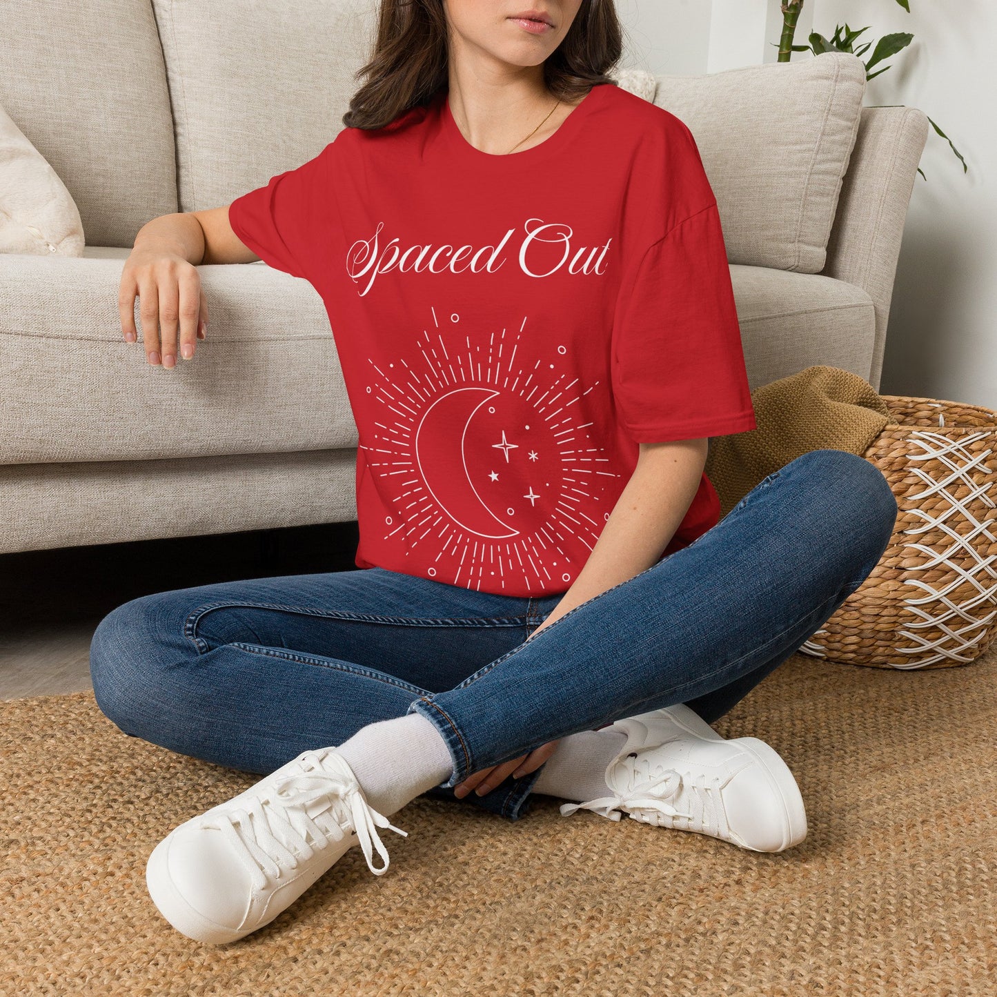 Spaced Out ~ Unisex Softstyle T-Shirt, White Text, Chilling In the Stars, Lounging On the Moon, It's Calm Up Here, Take a Break From Earth