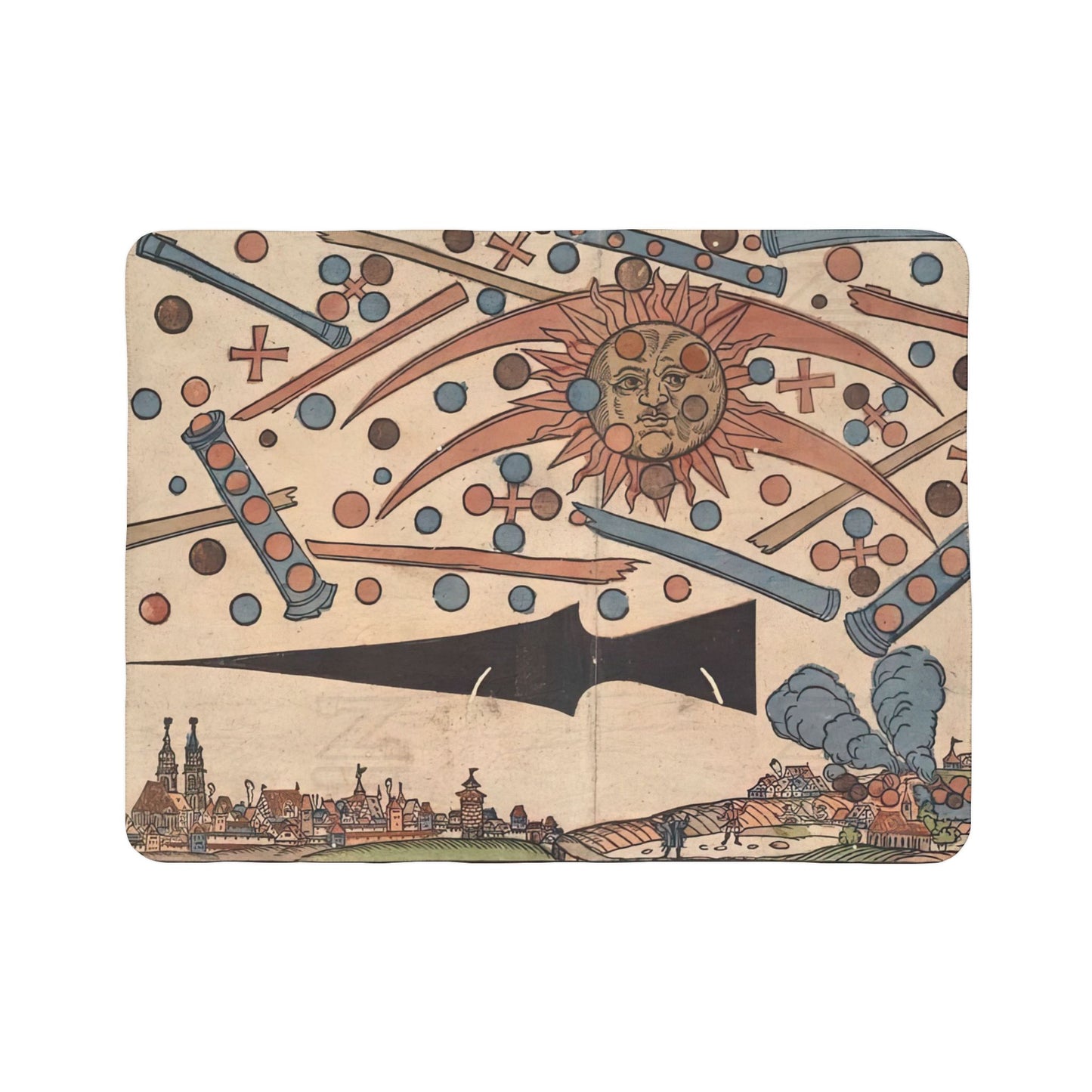 Ancient UFO Battle Blanket ~ 1561 Nuremberg Celestial Event Middle Ages Fleece Sherpa
